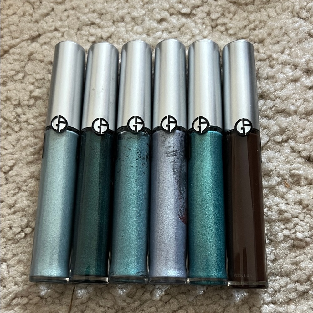 Giorgio Armani Liquid Eyeshadow Set — Teal, Aqua, Silver & Deep Brown